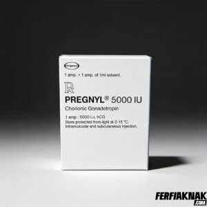 Pregnyl 5000 injekciós készítmény csomagolása hCG hatóanyaggal
